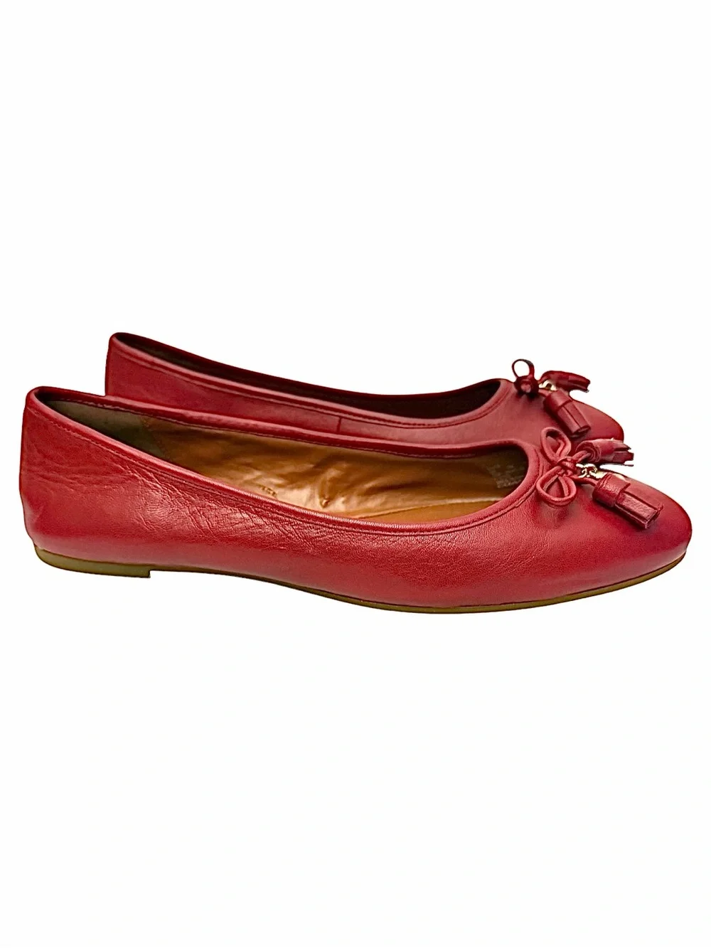 Coach Bea Ballerina Flats Red Women’s Size 10M Leather Ballet Shoes EUC